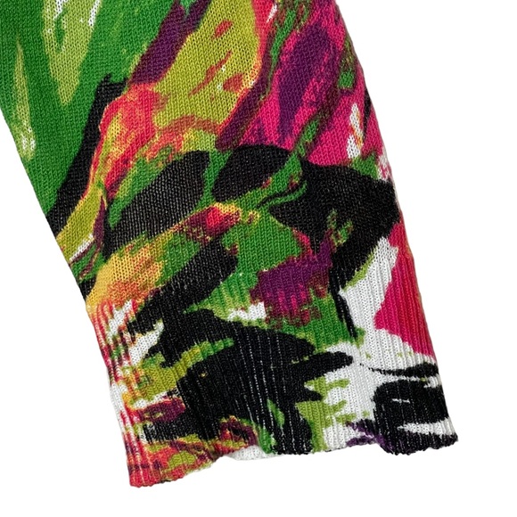 Peter Nygard Colorful Artsy Floral Abstract Cardigan Lightweight 1 Button Size M - Picture 5 of 11